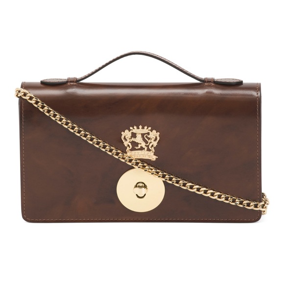 PRATESI Handbags - PRATESI Caffe Made In Italy Patent Leather Struct Crossbody